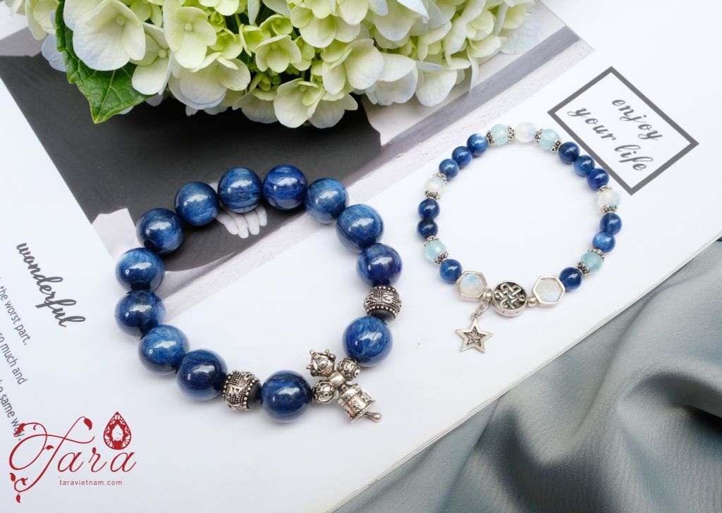  Vòng cặp đá Kyanite mix Aquamarine và Moonstone dàng tặng chàng và nàng 