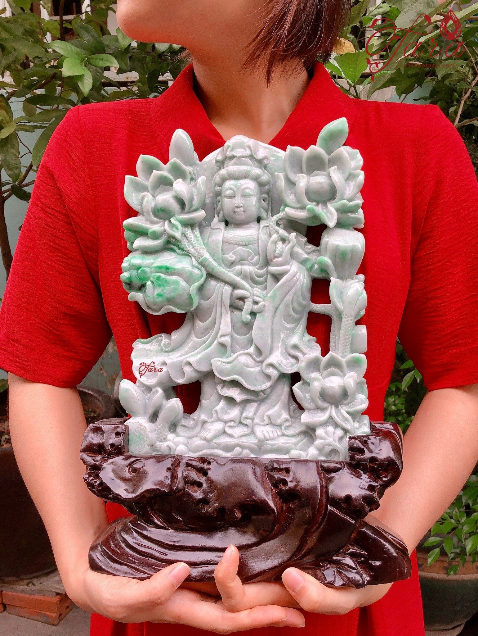 Tượng Quan Âm Như Ý Myanmar - Đá cẩm thạch nguyên khối thiên nhiên