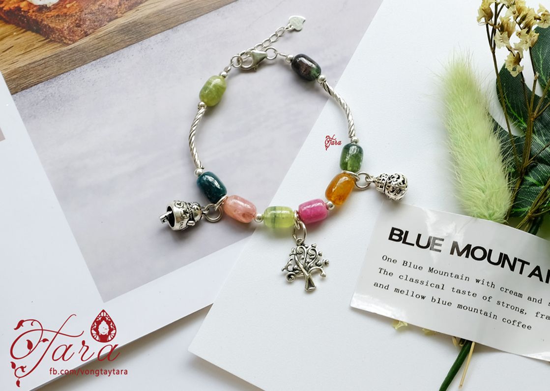 Vòng tay Tourmaline Lu Thống mix Bạc Thái 925