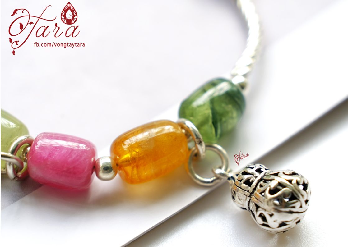 Vòng tay Tourmaline Lu Thống mix Bạc Thái 925