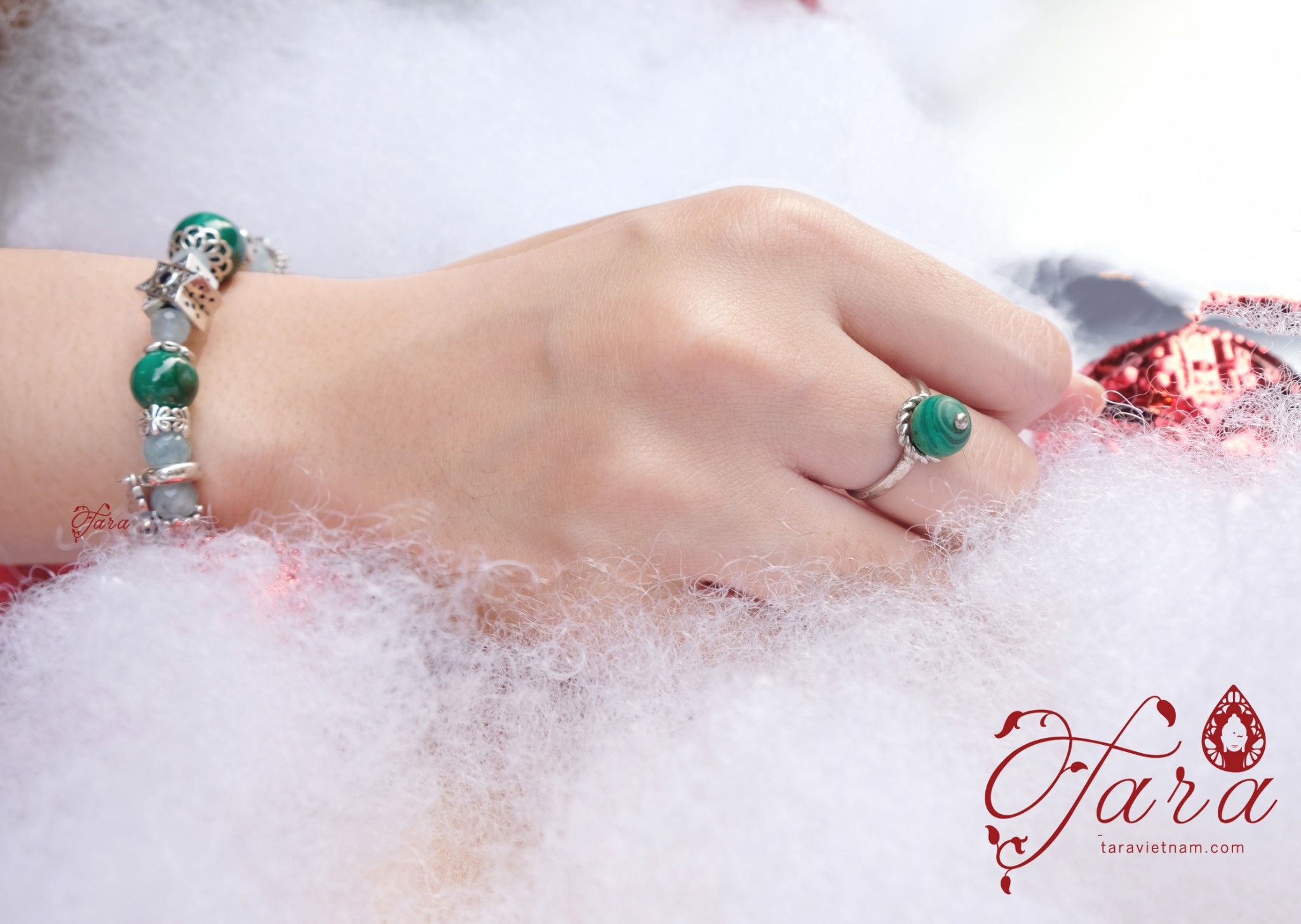 Vòng tay Đá Khổng Tước cá tính mix Aquamarine tươi trẻ