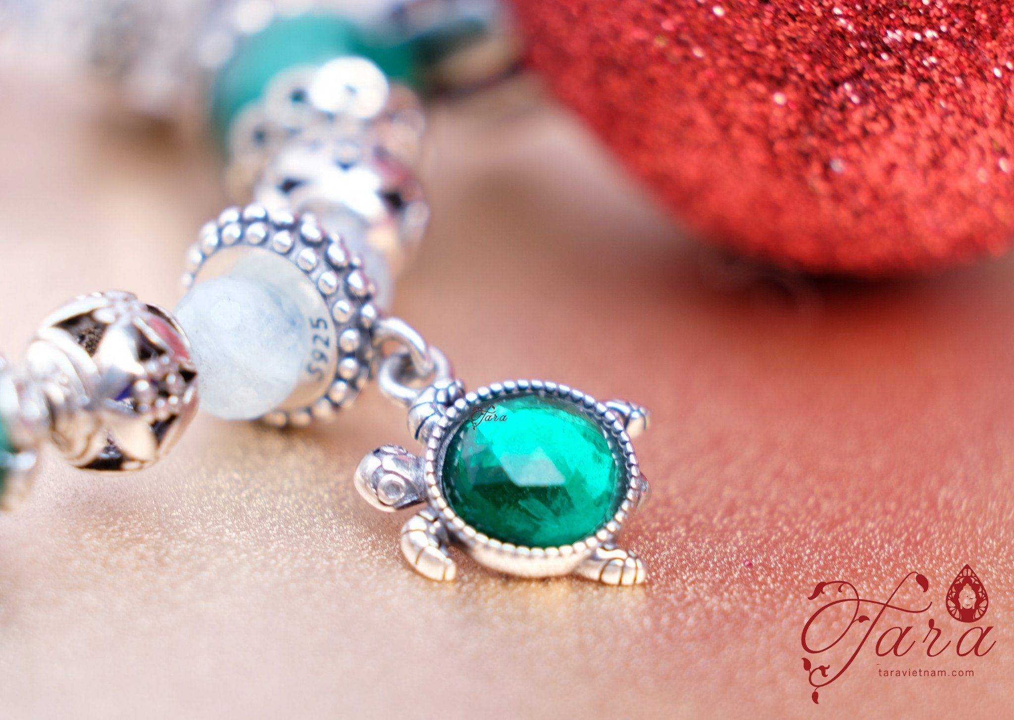 Vòng tay Đá Khổng Tước cá tính mix Aquamarine tươi trẻ