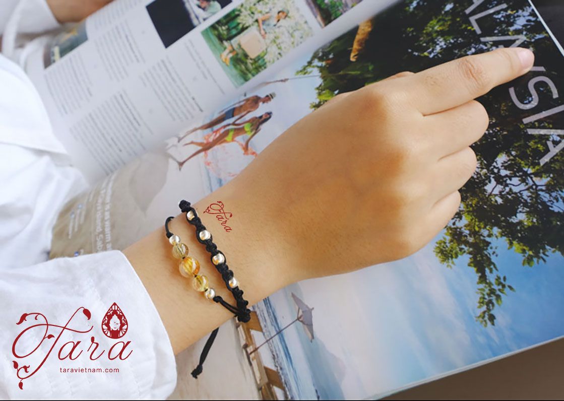 Dây vải thắt- Thạch Anh Tóc Vàng và Bi Bạc 925