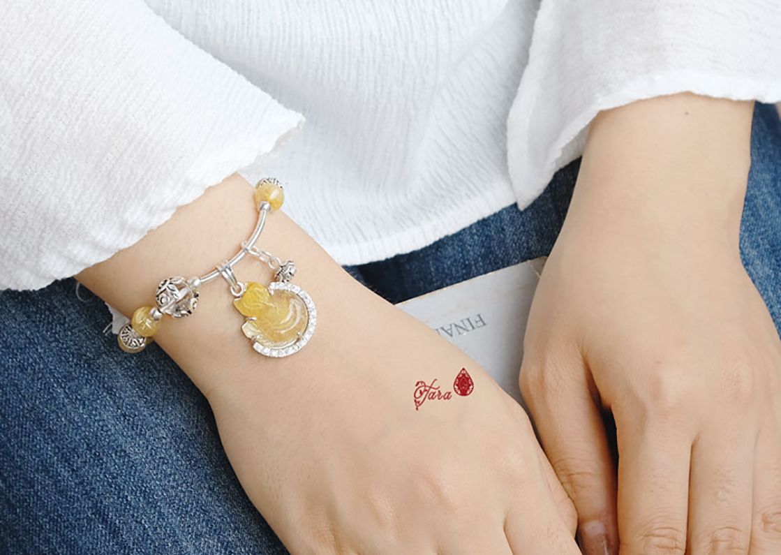 Vòng Thạch Anh Tóc Vàng cao cấp mix Hồ Ly