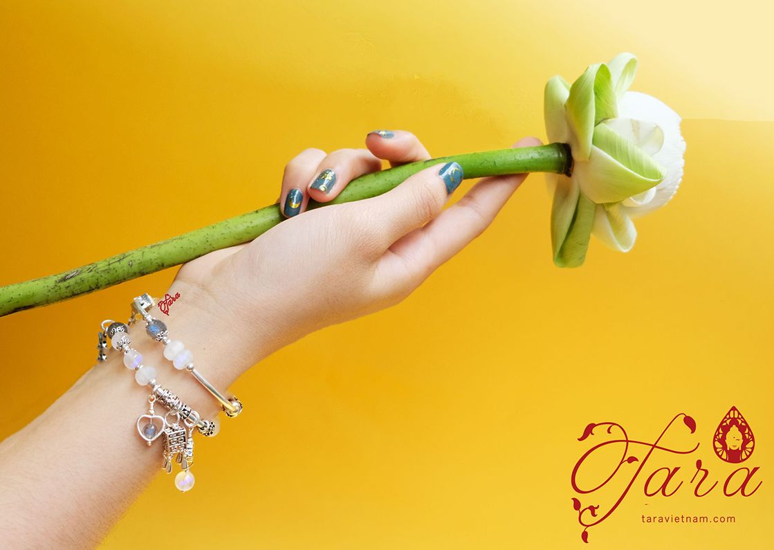 Set vòng tay đá Moonstone mix Labradorite và Charm Bạc Thái 925