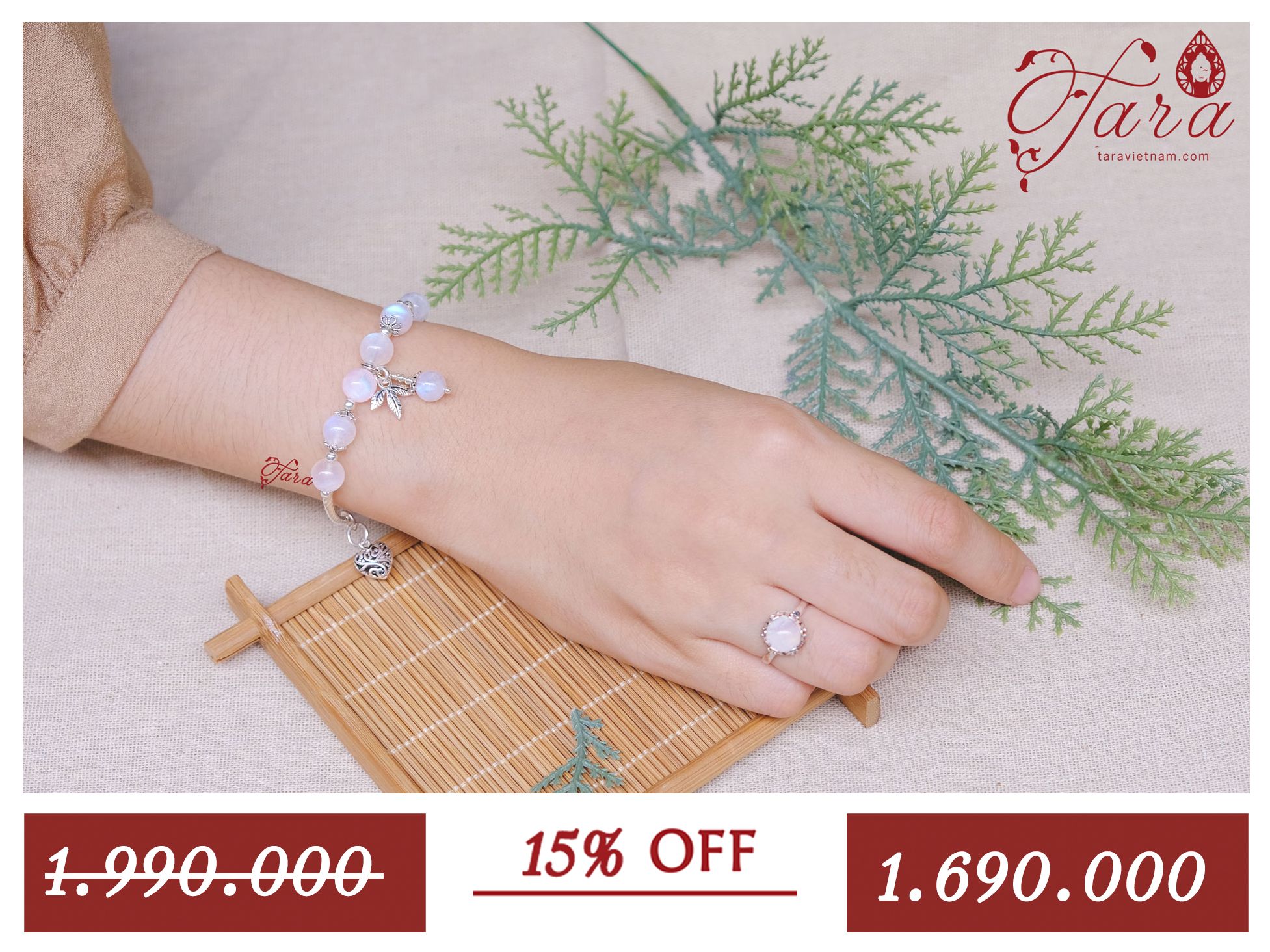 A-SALE - Vòng Moonstone mix charm bạc cao cấp