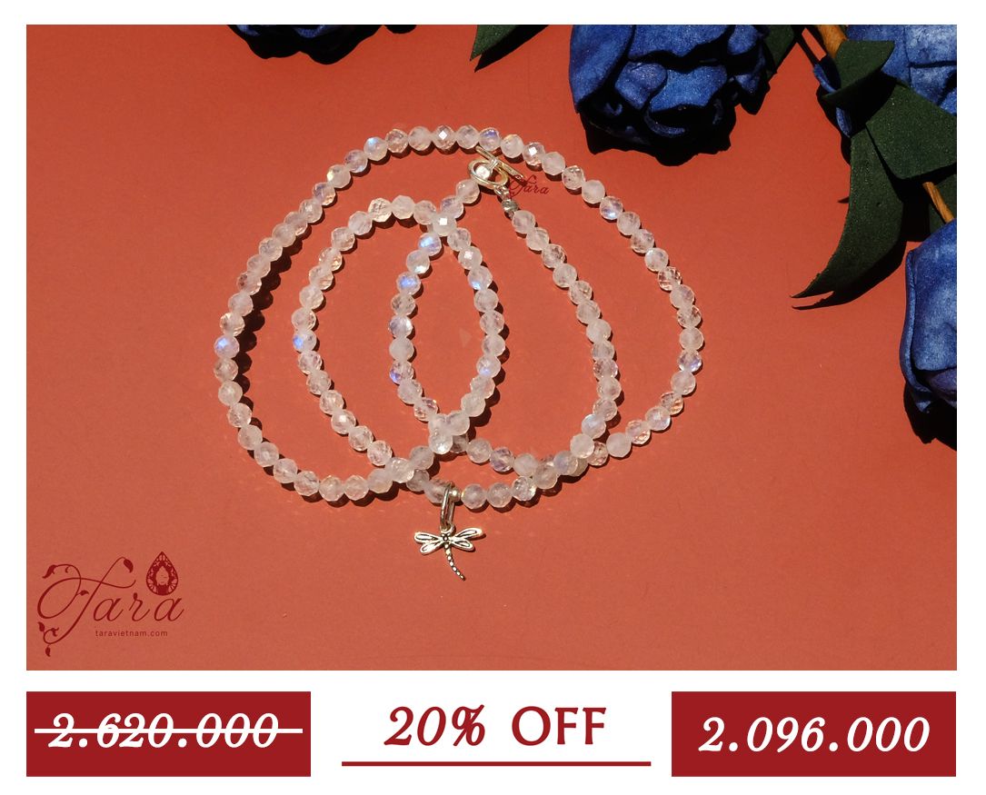 A-SALE - Chuỗi Moonstone mài giác lấp lánh size mini