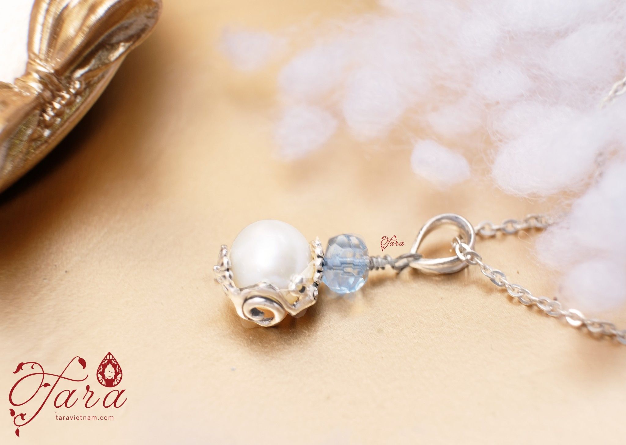 Mặt dây Ngọc Trai thiên nhiên mix Topaz trong veo nhiệm màu