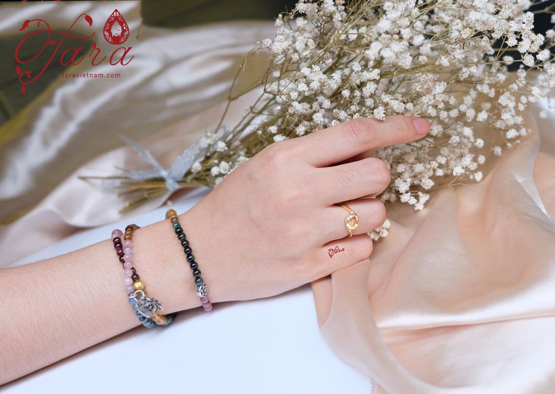 Nhẫn Citrine và Vàng 610- May mắn, tài lộc