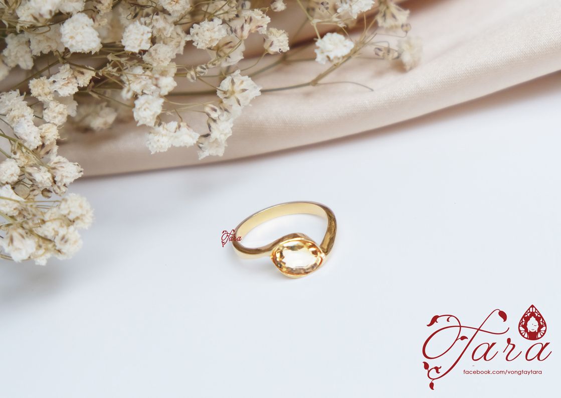 Nhẫn Citrine và Vàng 610- May mắn, tài lộc