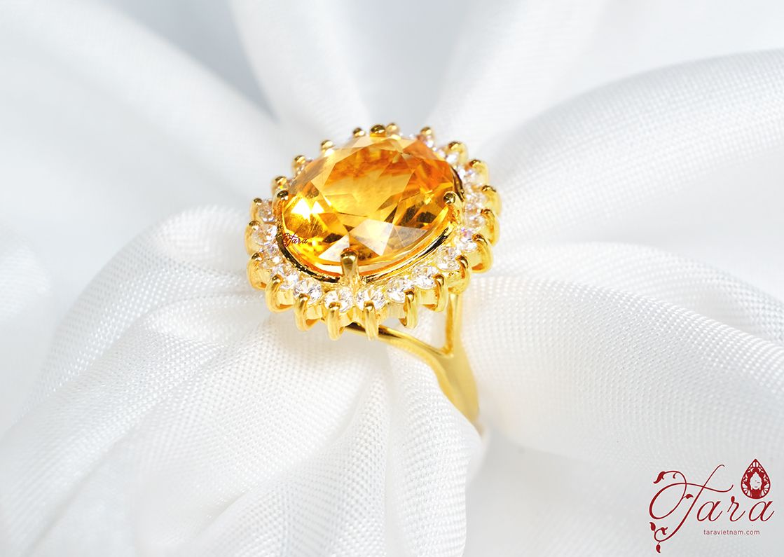 Nhẫn đá Citrine bọc Vàng 610 cao cấp