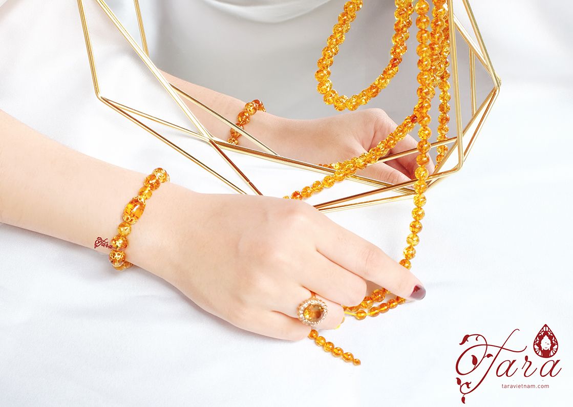 Bộ Trang sức Hổ Phách, Citrine và Vàng 610