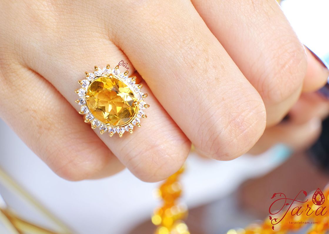 Bộ Trang sức Hổ Phách, Citrine và Vàng 610