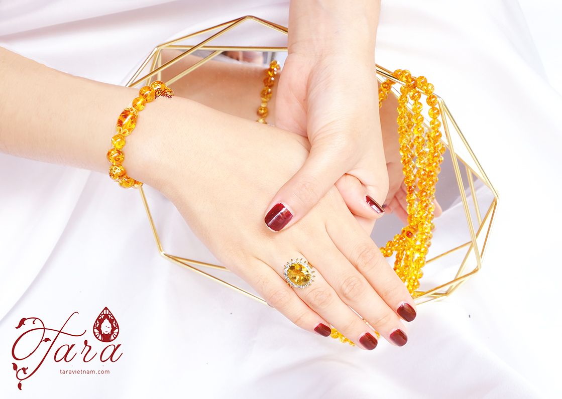 Bộ Trang sức Hổ Phách, Citrine và Vàng 610