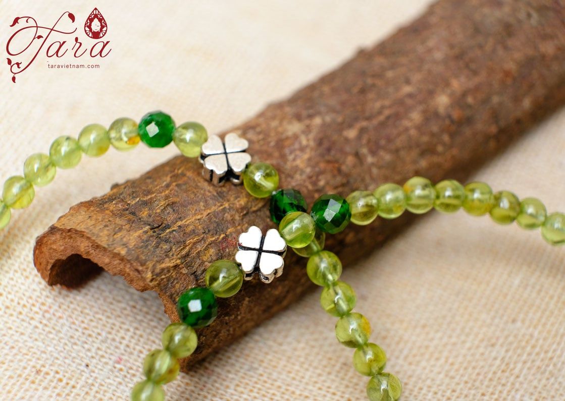 Chuỗi Peridot mix Diopside và Charm Bạc 925 cao cấp
