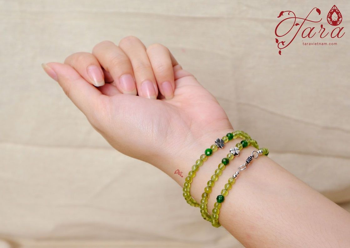 Chuỗi Peridot mix Diopside và Charm Bạc 925 cao cấp