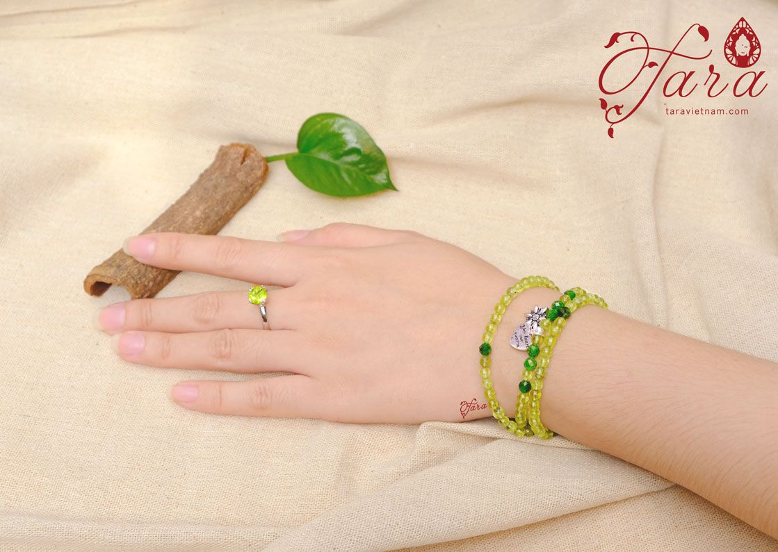 Chuỗi Peridot mix Diopside và Charm Bạc 925 cao cấp
