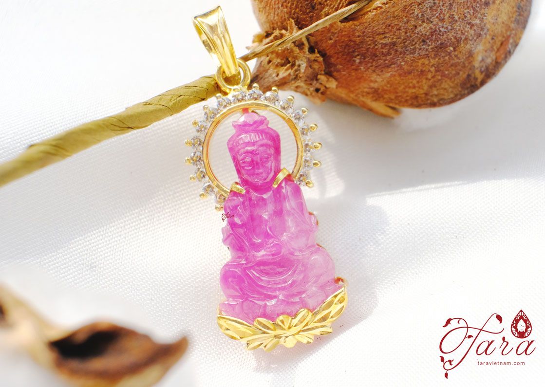Mặt Phật Ruby bọc Vàng 610 sang trọng