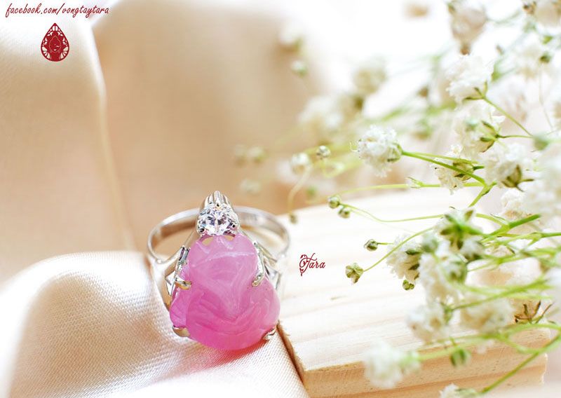 Nhẫn Hồ Ly Ruby vàng 18k xi trắng sang trọng