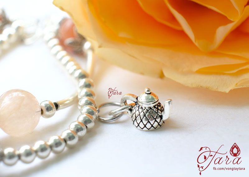Vòng tay đôi đá Sunstone mix Beryl và charm bạc