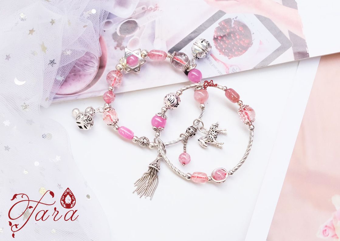 Vòng tay Super Seven mix Ruby, Tourmaline và Charm Bạc 925