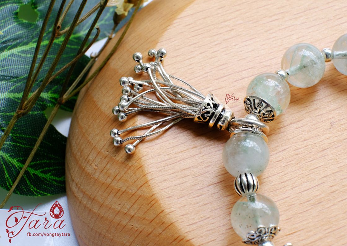 Vòng tay Ưu Linh Xanh và Thạch Anh Dâu Xanh mix Charm Bạc Thái 925