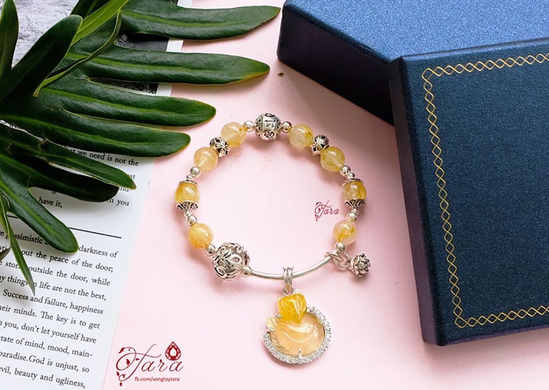 Vòng Thạch Anh Tóc Vàng cao cấp mix Hồ Ly