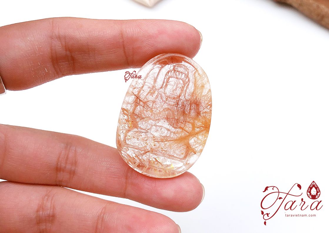 Mặt dây Thiên Thủ Thiên Nhãn Bồ Tát Thạch Anh Tóc Đỏ