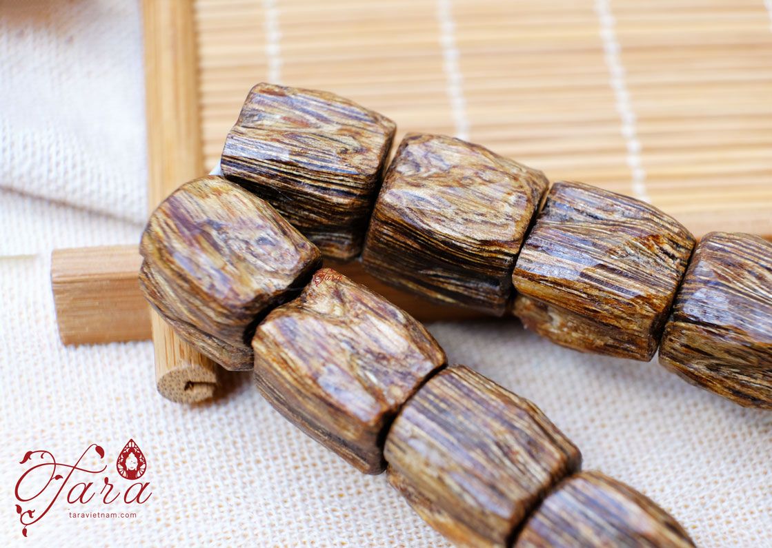 Vòng cặp Trầm Hương mix Thạch Anh Tóc Đen và Bạc 925