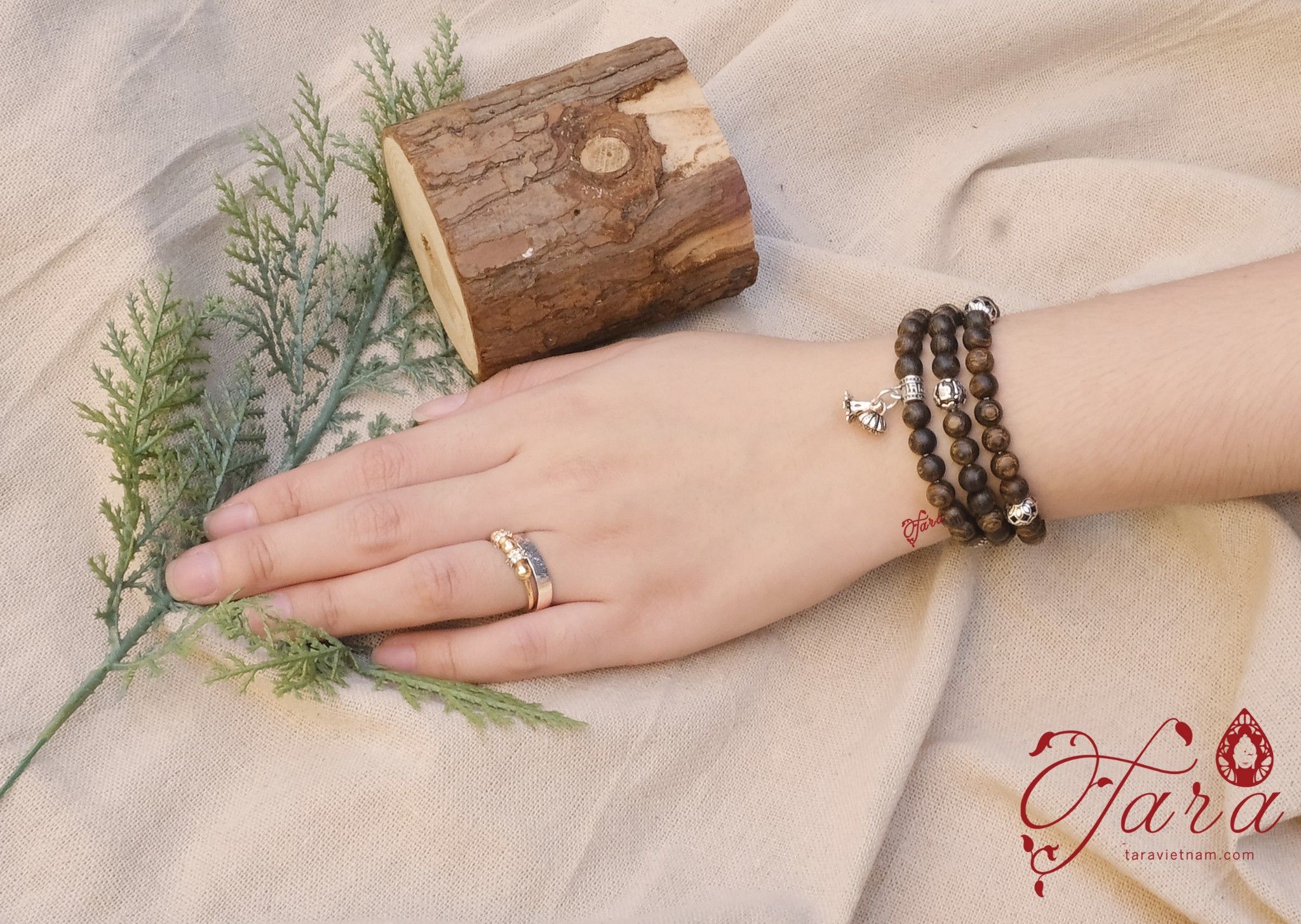 Bộ ba vòng Trầm Hương mix Charm bạc Thái 925 cao cấp