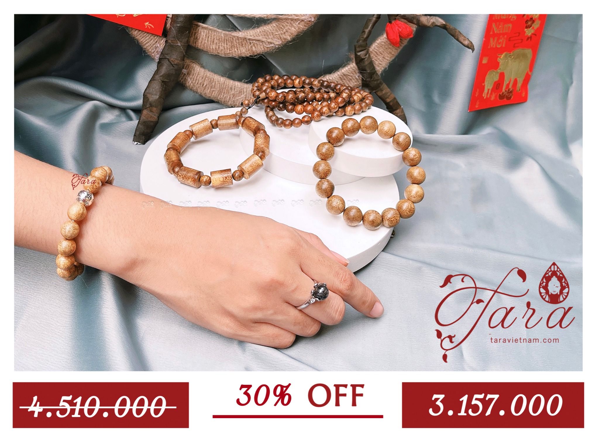 A-SALE - Vòng tay Trầm Hương mix Charm bạc 925