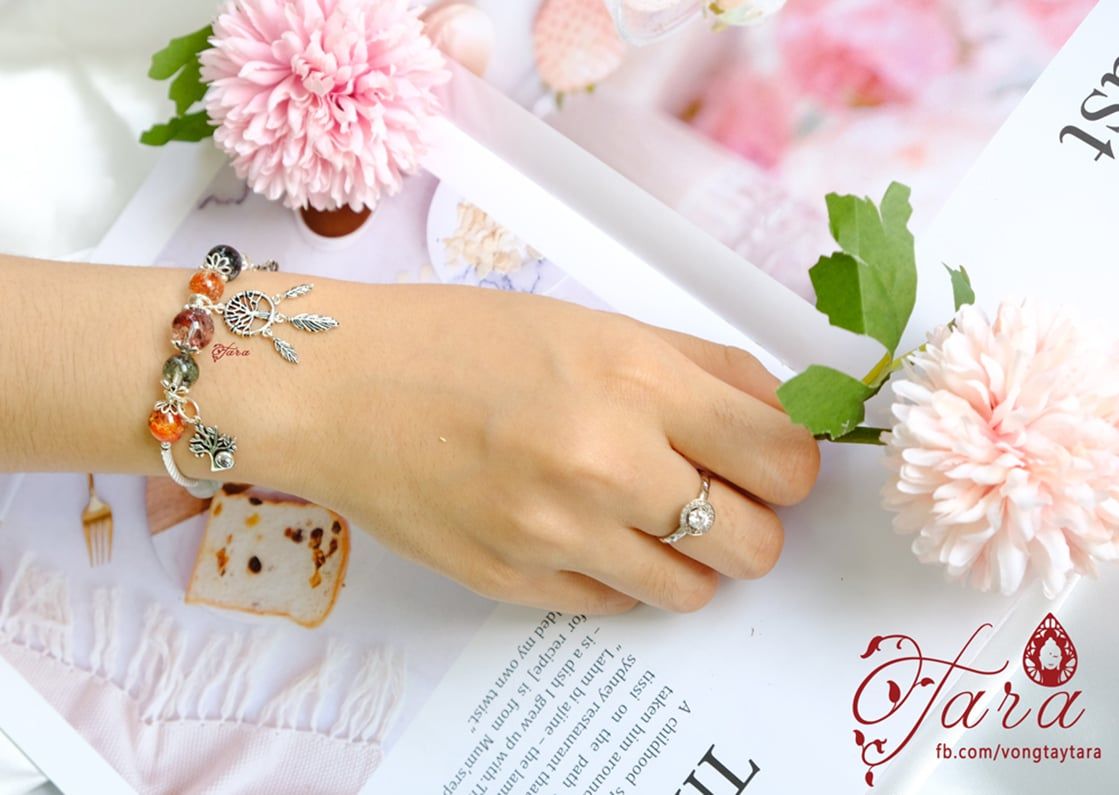 Kiềng tay Ưu Linh Hoa mix Charm Bạc Thái 925
