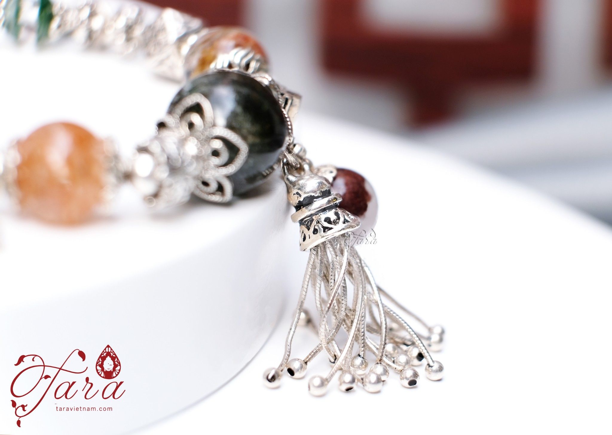 Vòng tay Ưu linh hoa cao cấp mix charm bạc