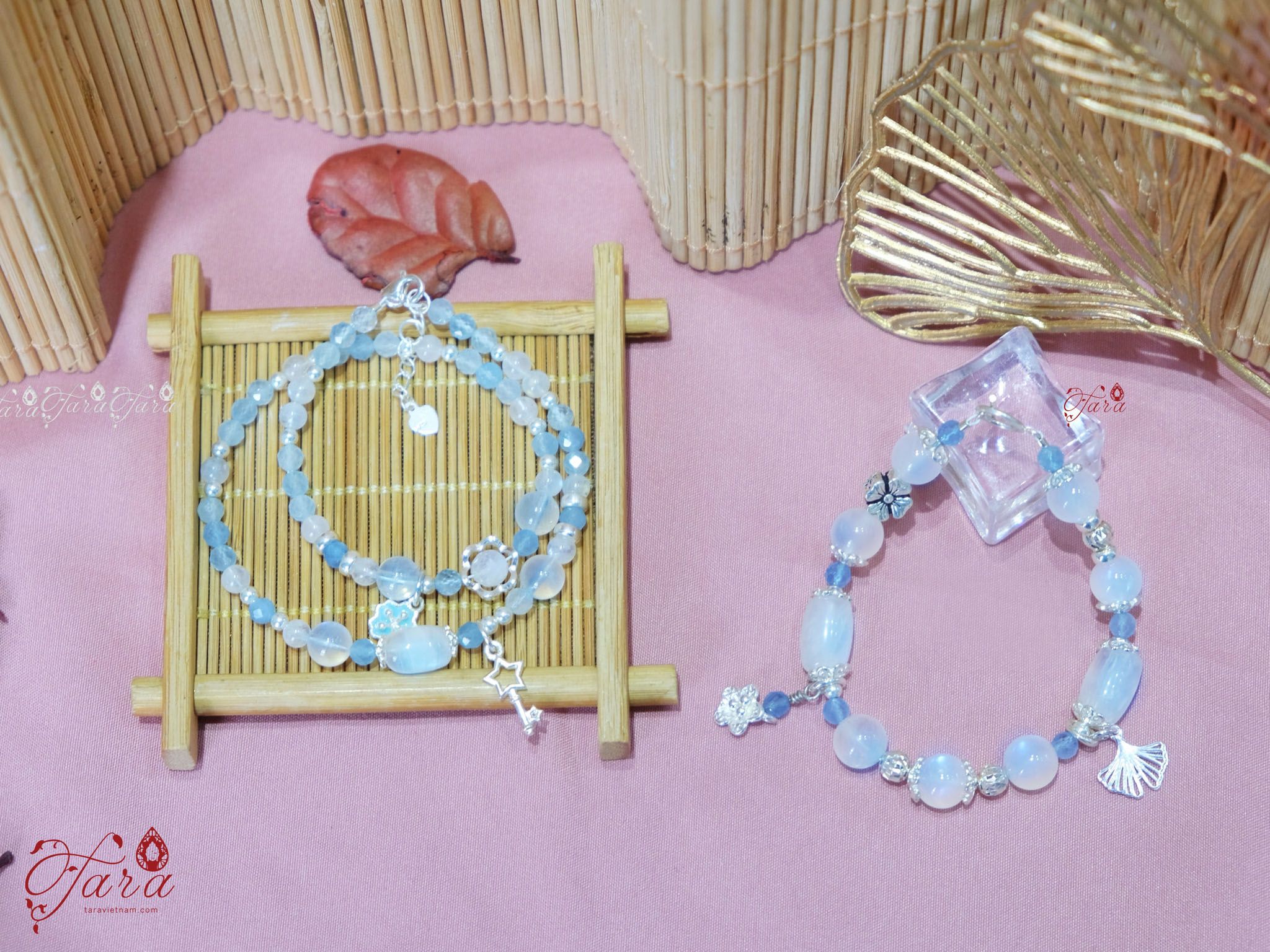  Moonstone và Aquamarine Quấn 2 Vòng 