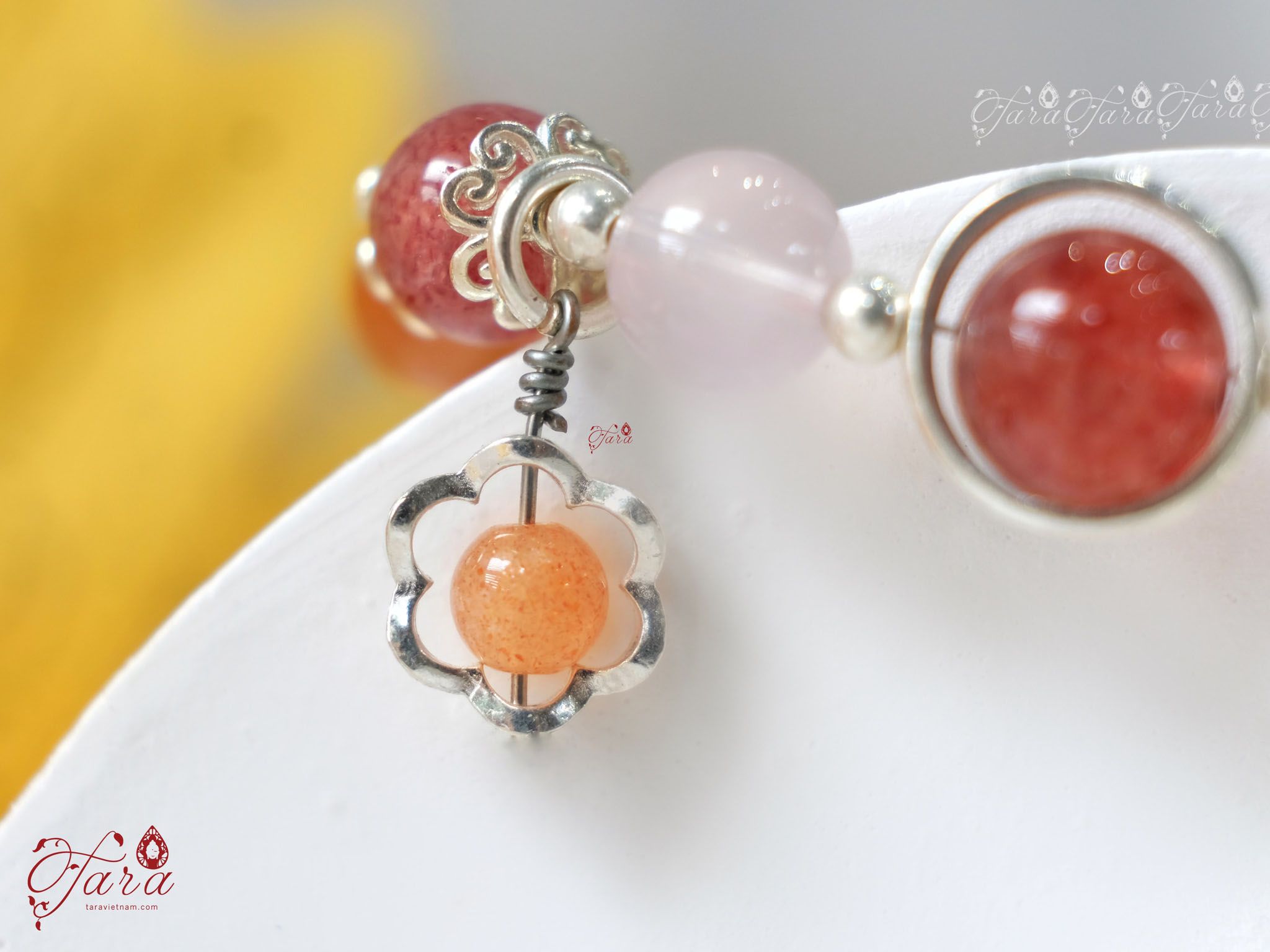  Sunstone, Dâu Hồng, Thạch Anh Hồng và Tourmaline 