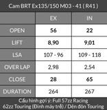  Cam BRT Exciter 135 Ex150 TFX Fz150 