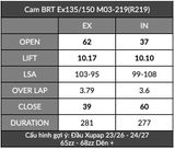  Cam BRT Exciter 135 Ex150 TFX Fz150 