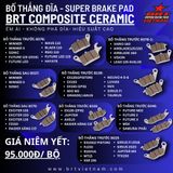 Bố thắng BRT Ceramic EX155(2 PISTON), Fz150, R15VVA, MT15,XSR, SIRIUS FI 2016, SIRIUS XĂNG CƠ 2020,JUPITER MX: 8025