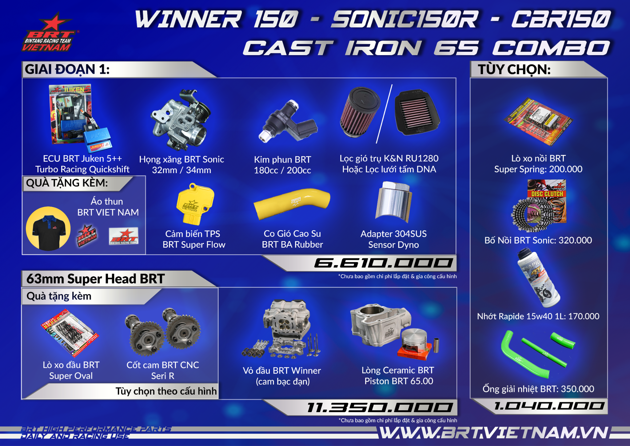 Combo Winner V1 - Sonic - CBR 150 - Nikel Ceramic 65zz 65mm (Street)