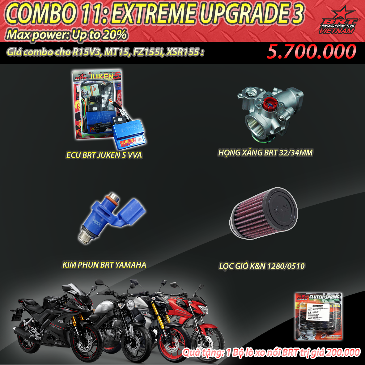 Combo BRT 11.3: R15v3/ MT-15/ FZ155i/ XSR155 EU3
