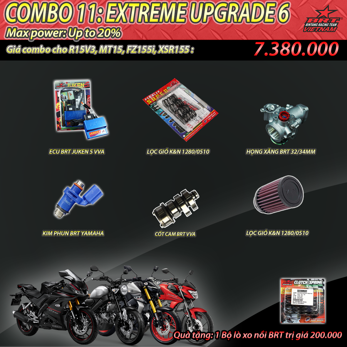 Combo BRT 11.6: R15v3/ MT-15/ FZ155i/ XSR155 EU6