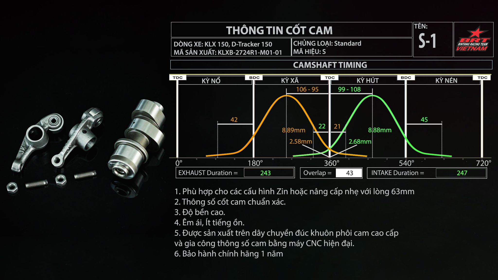 Cam - Cò Lăn S1 M01-01 KLX 150/ D-TRacker 150 BRT