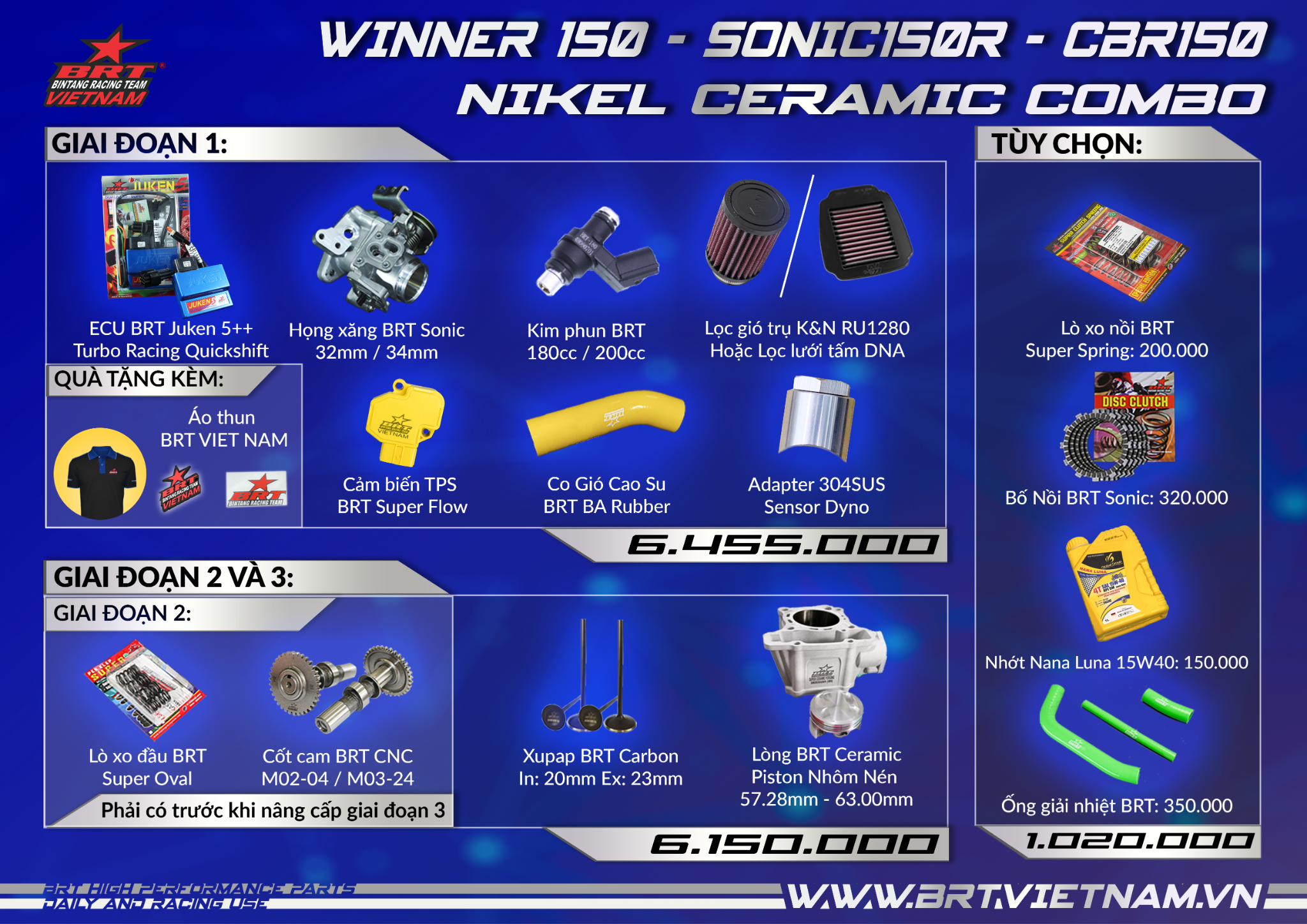  Combo Winner V1 - Sonic - CBR 150 - Nikel 63zz 63mm 180cc (Street) 