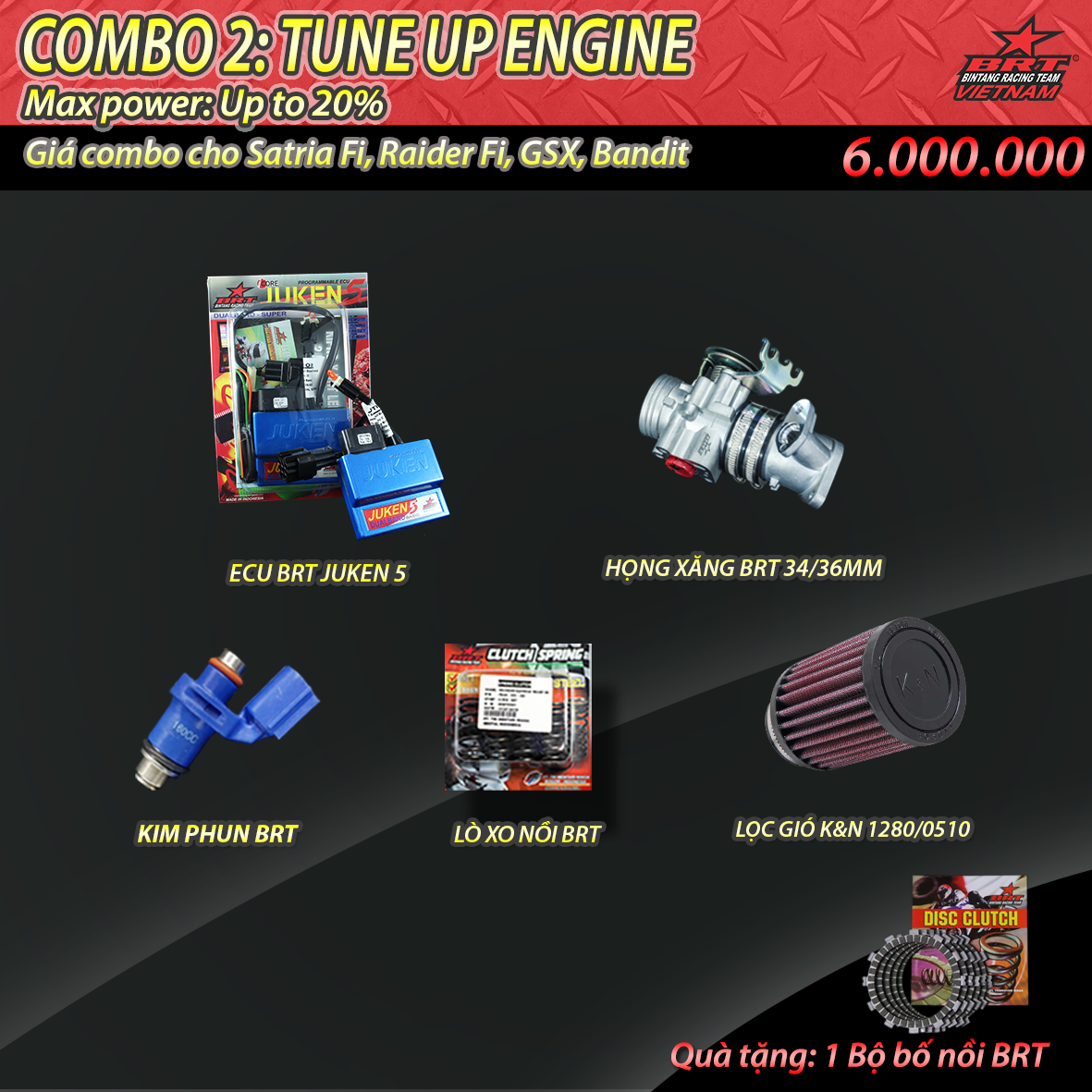 Combo BRT 16.1: ENGINE TUNE UP Satria Fi/ Raider Fi