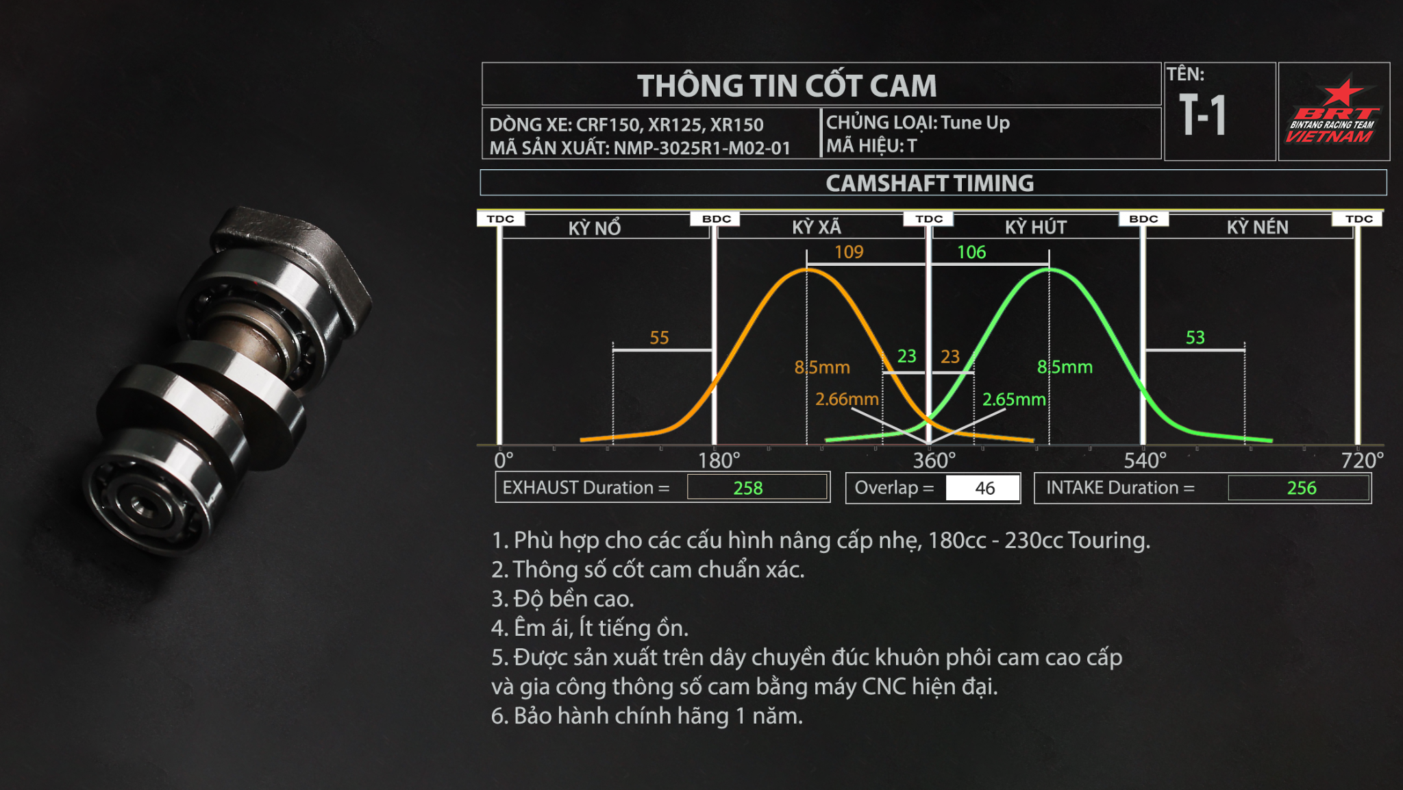 Cam T1 M02-01 CRF 150/ XR 125-150 BRT