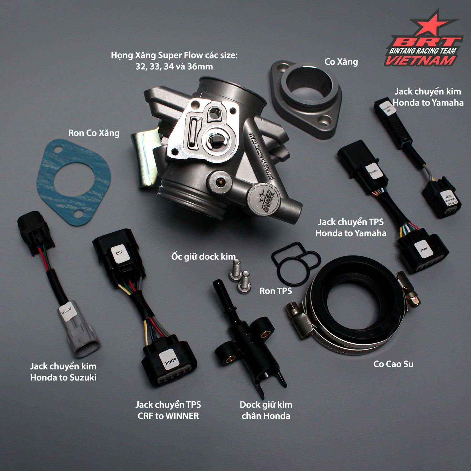 Họng xăng BRT Super Flow 33MM