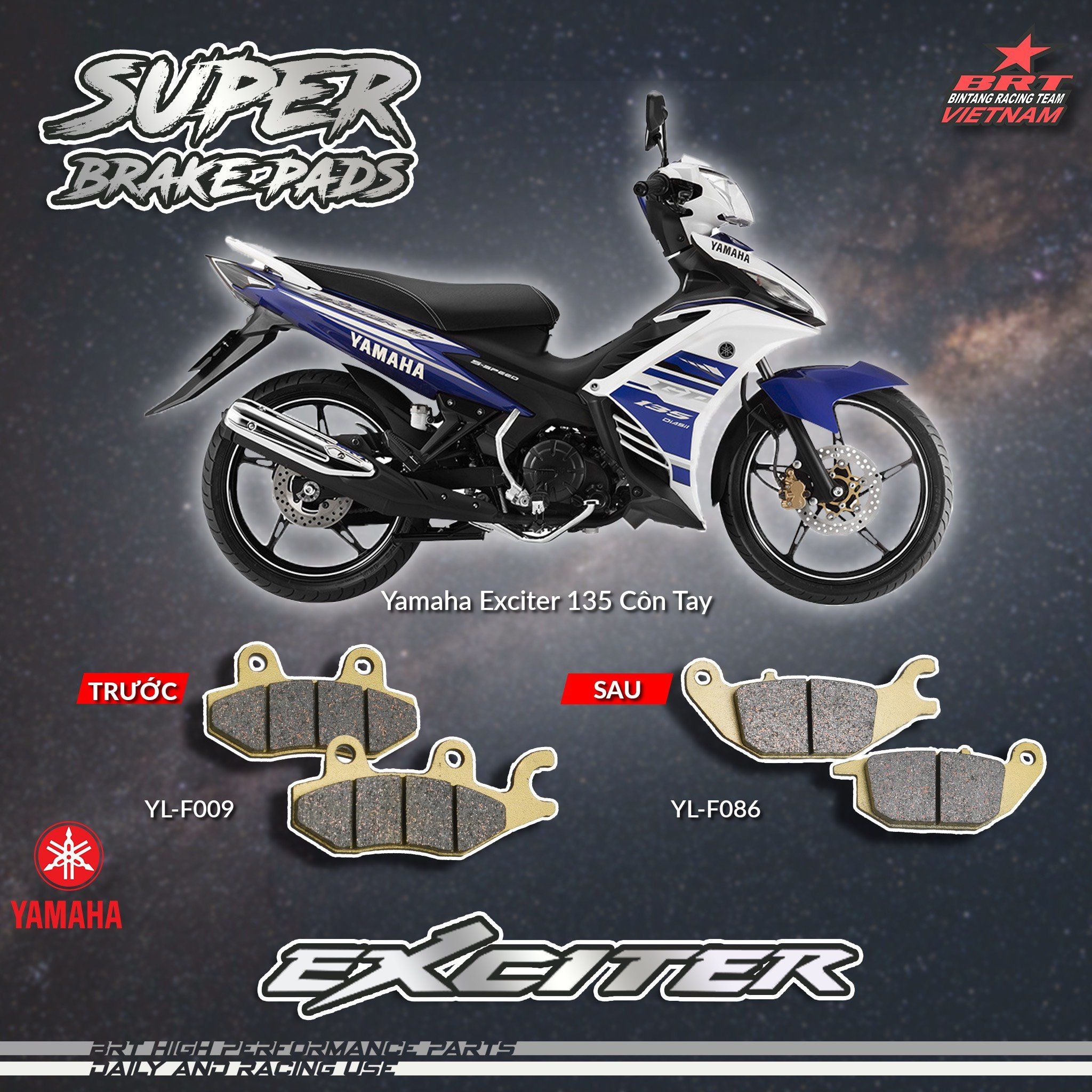  Bố thắng BRT Super Brake Pad dành cho xe Exciter 135 Côn Tay 