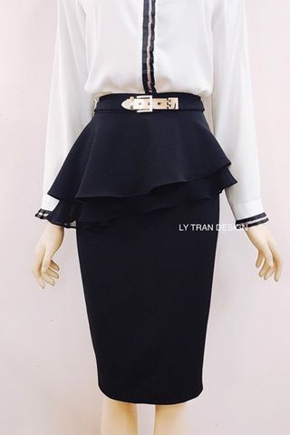 Chân váy đen pulum phối chiffon