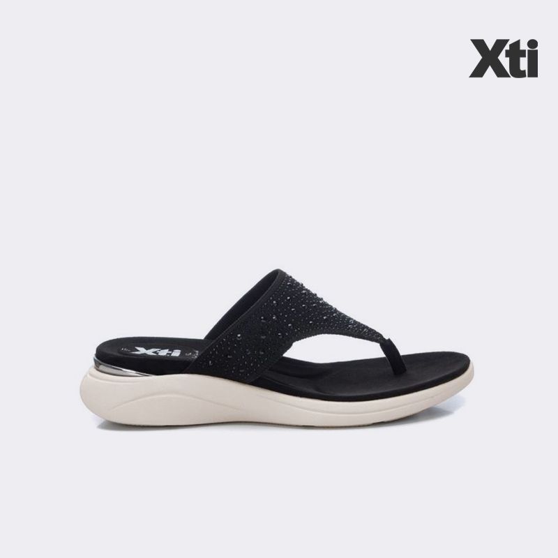 Dép Nữ Xti Black Textile Ladies Sandals
