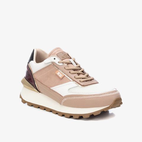  Giày Sneakers Nữ XTI Beige Textile Combined Ladies Shoes 